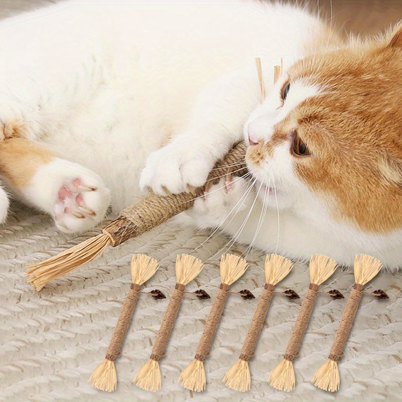 

4-piece Natural Silvervine Cat Chew Sticks - Matatabi Dental Toys For Kittens & Cats, Teeth Cleaning