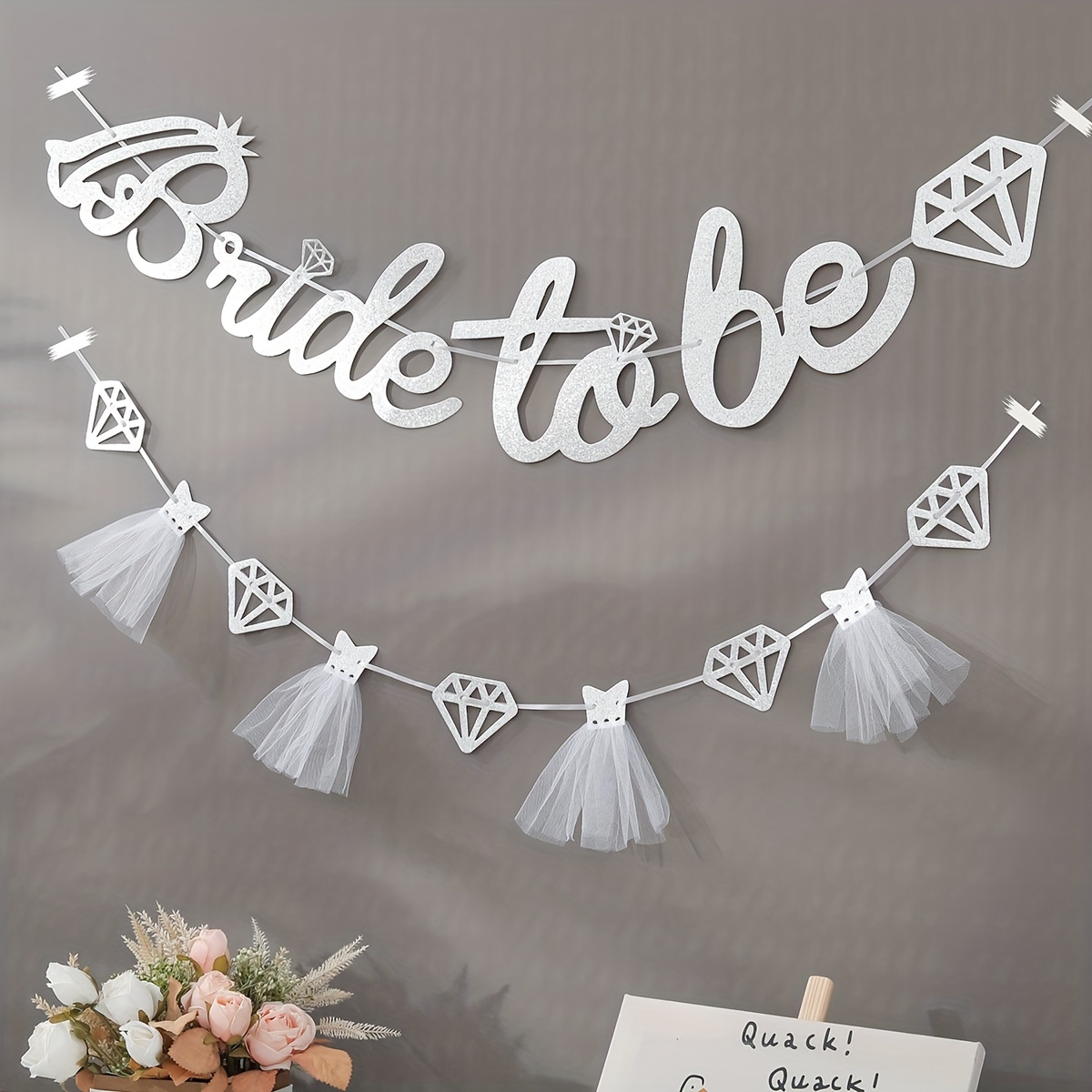 

1set Bride To Be Pull Flag Wedding Dress Banner - Bachelorette Party Decor Supplies, Home Wall Decor Supplies, Wedding Decor Supplies