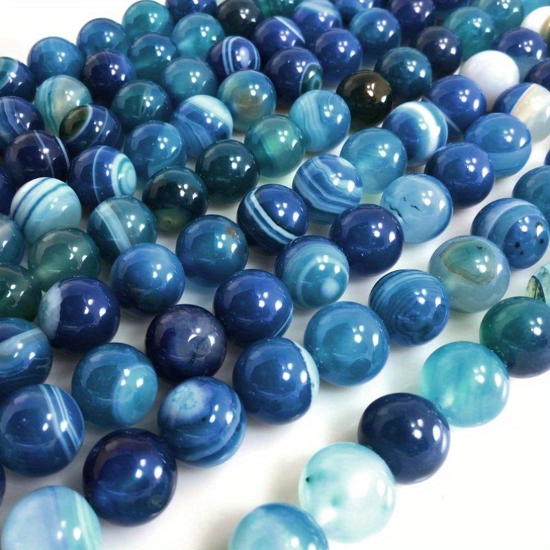 

Blue Agate Beads, Pattern, Round Loose Gemstone Beads, 4mm-12mm Sizes, 15" Strand - High Quality, Gemstone, Loose Beads