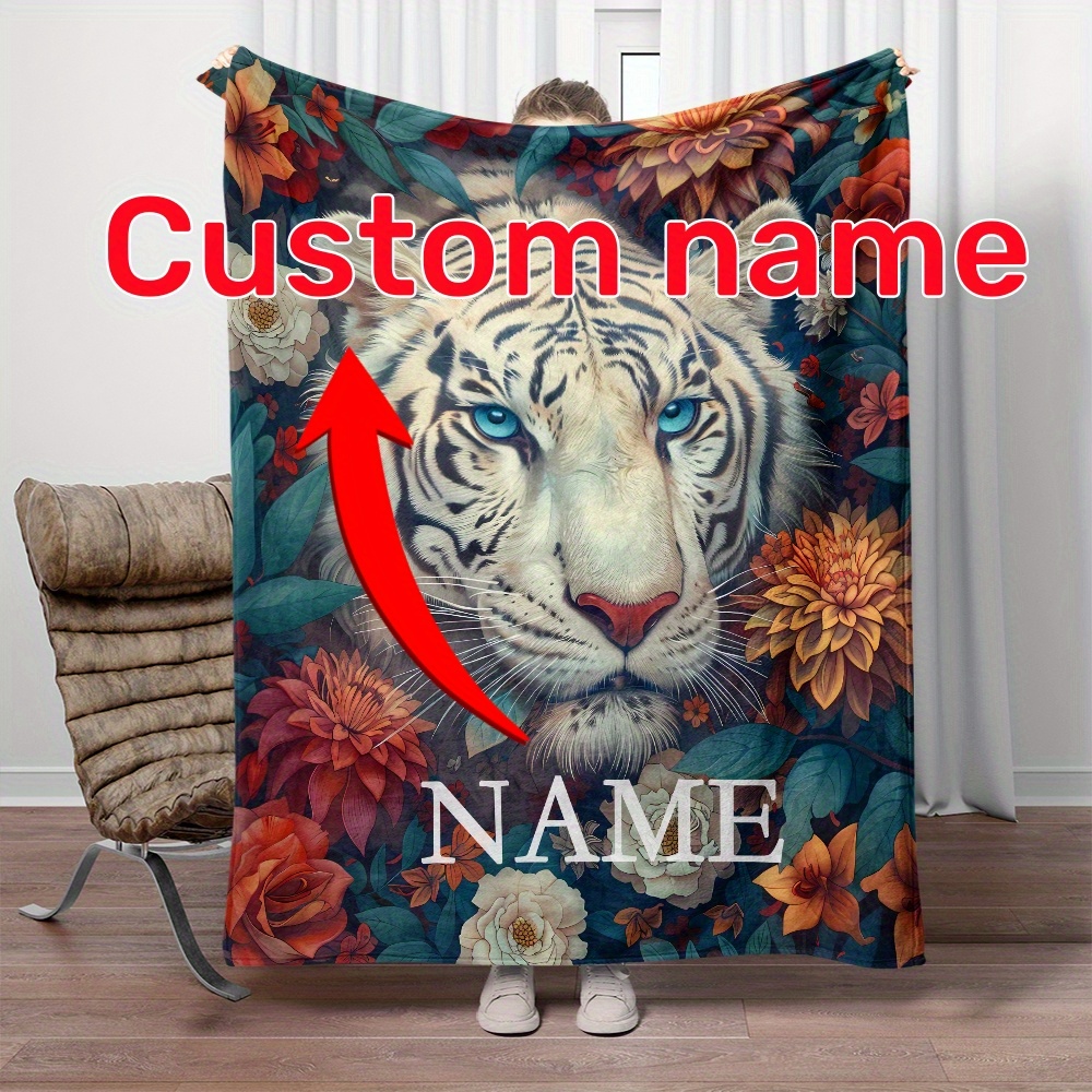 

1pc Name Blanket, Personalization Portable Blanket For Sofa, Bed, , , , , , , And Bed - And Flannel Blanket