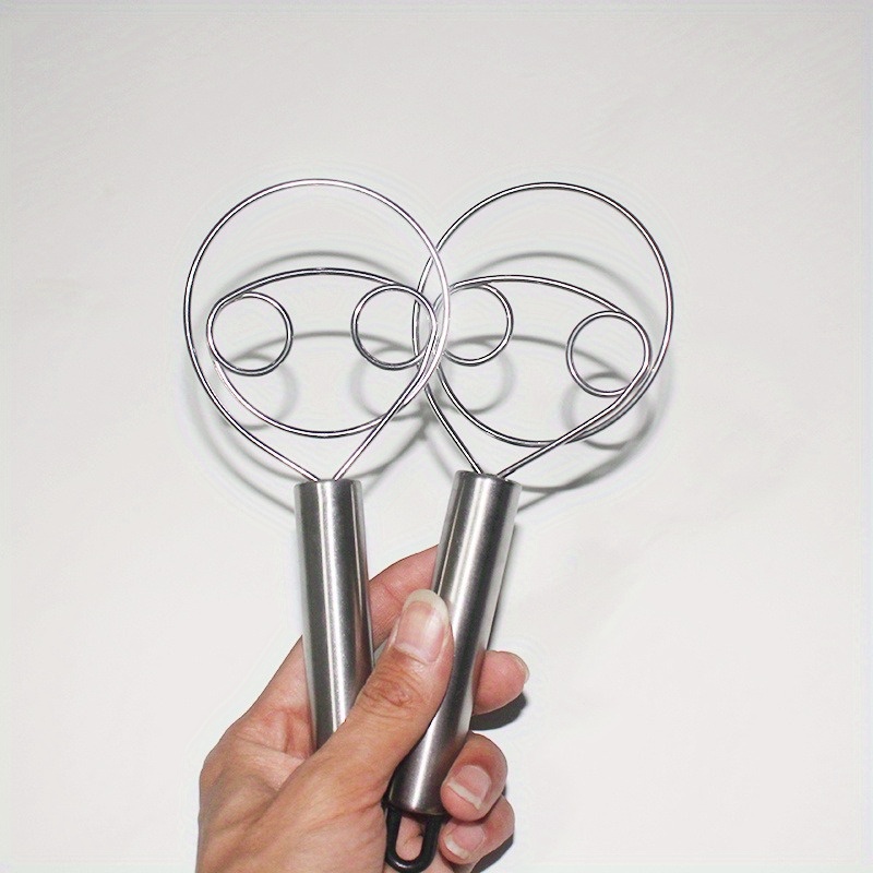 2pcs danish dough whisk durable stainless steel dough mixer hand crafted bread mixer kitchen gadgets for baking ergonomic handle kitchen accessories kitchen utensils kitchen stuffs 2pcs stainless steel dough mixer 6