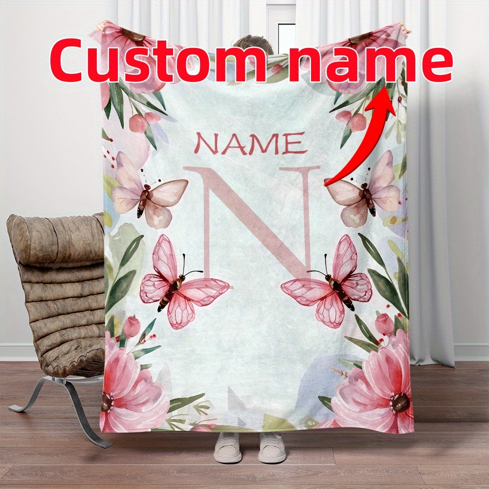 

Personalized Butterfly Name Blanket - Soft, Lightweight Flannel Throw For Couch, Bed, Travel & Camping | Custom | In Multiple Sizes