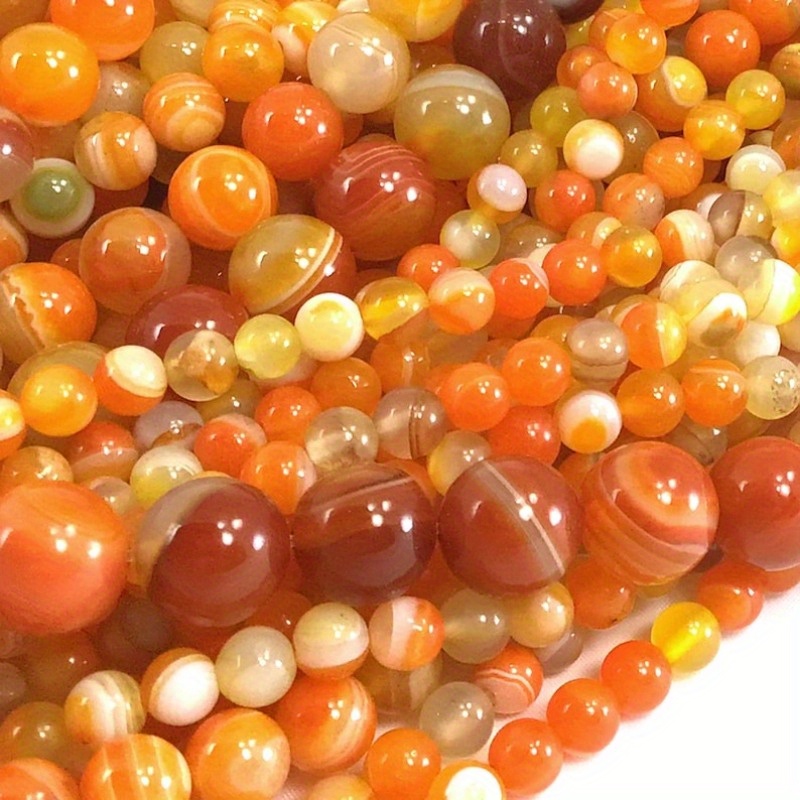 

1string Orange Agate Beads, Orange Stripe Gemstone Round Loose Beads, 4mm 6mm 8mm 10mm 12mm 15" Strand
