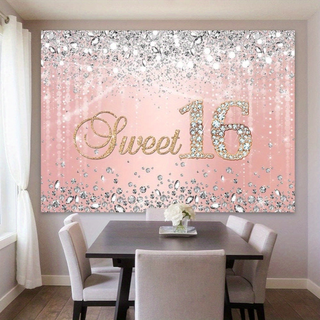 1pc 5.9 X 3.6 Ft Sweet Birthday Backdrop Rose Gold Princess Sweet