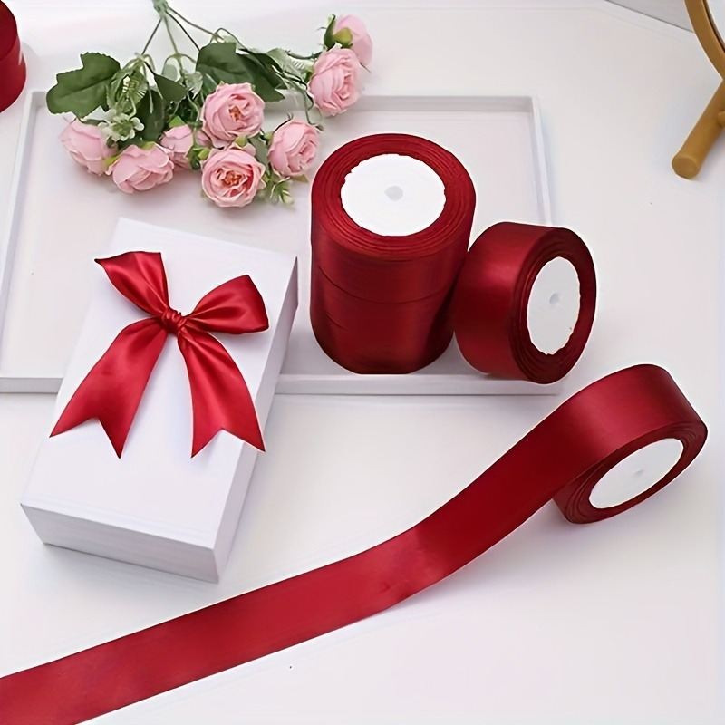 

Art-deco Satin Ribbons - Burgundy, 3 Rolls - Perfect For Gift Wrapping, Weddings, And Holiday Decorations