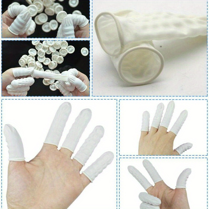 latex finger cots disposable powder free dust free beige anti static finger protectors   tattoo embroidery Product details 1