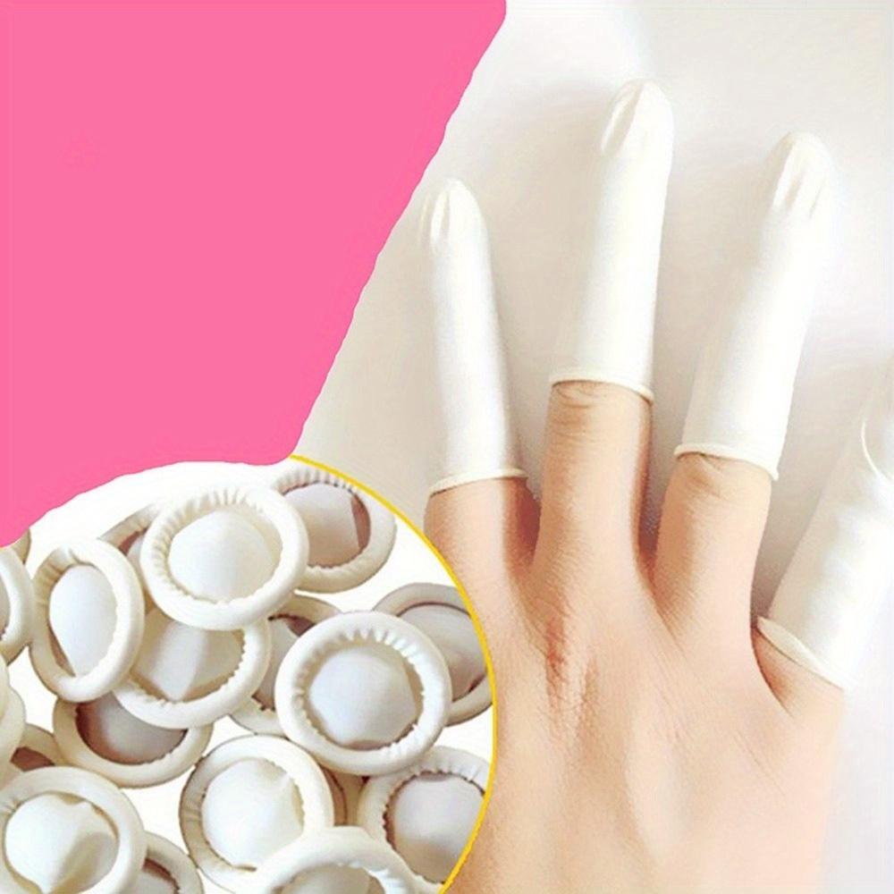 latex finger cots disposable powder free dust free beige anti static finger protectors   tattoo embroidery Product details 2