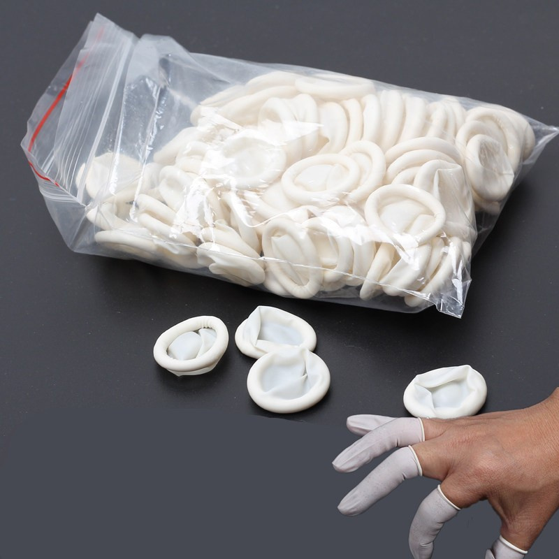 latex finger cots disposable powder free dust free beige anti static finger protectors   tattoo embroidery Product details 4