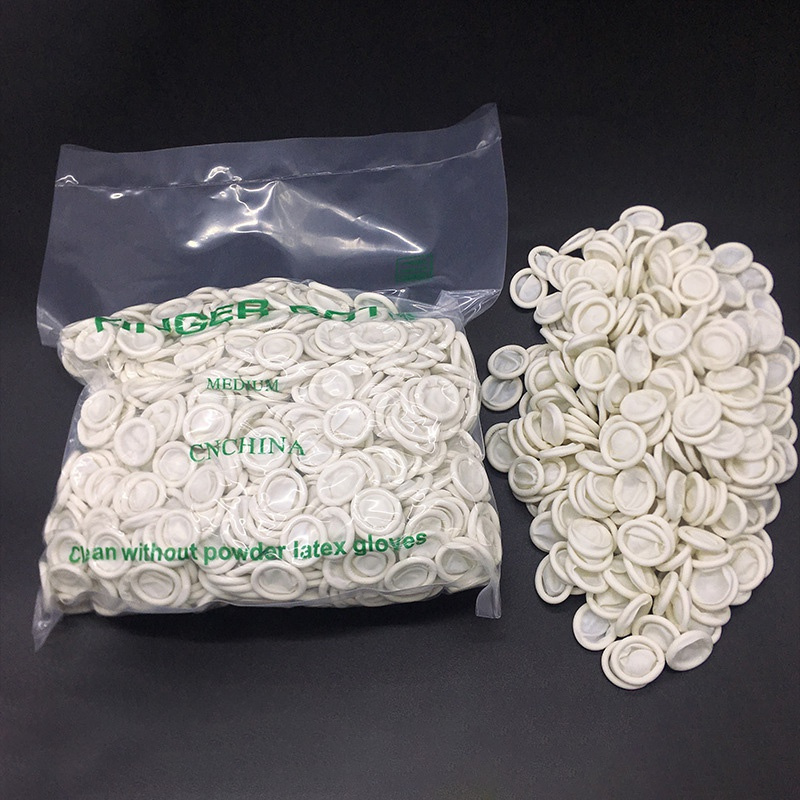 latex finger cots disposable powder free dust free beige anti static finger protectors   tattoo embroidery Product details 5