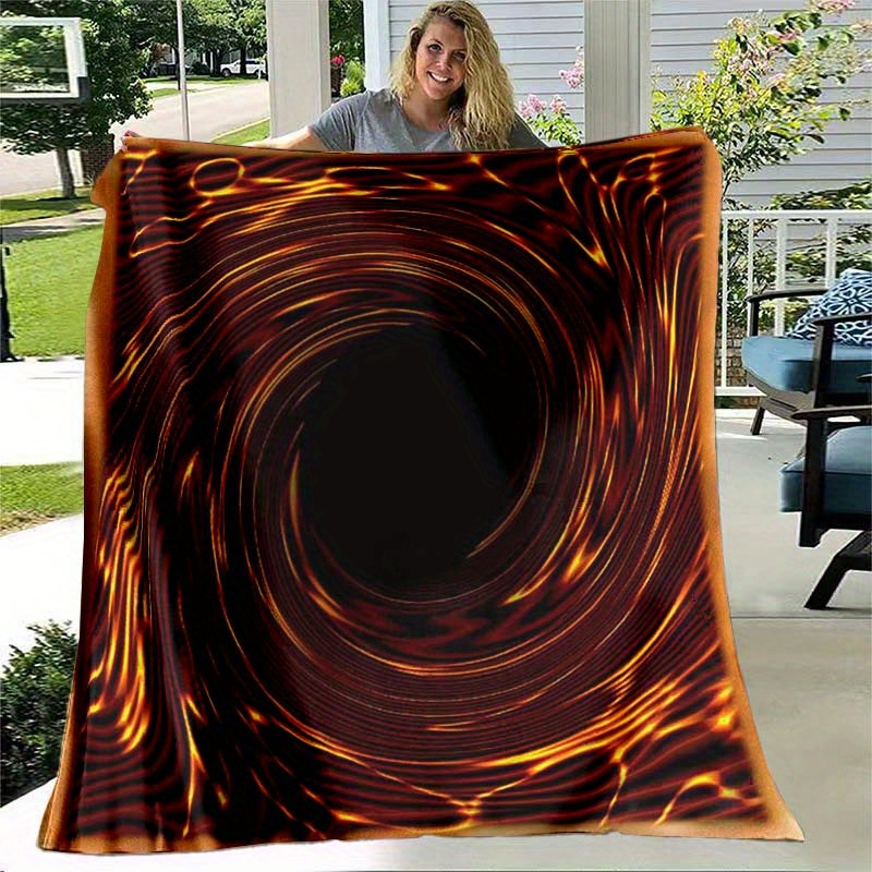 

Polyester Flannel Throw Blanket - Golden Vortex Art Print, Soft Cozy Office Chair Mat, Lightweight All-season Blanket For Indoor & Outdoor Use, Durable & Easy Care - 100% Polyester Fabric