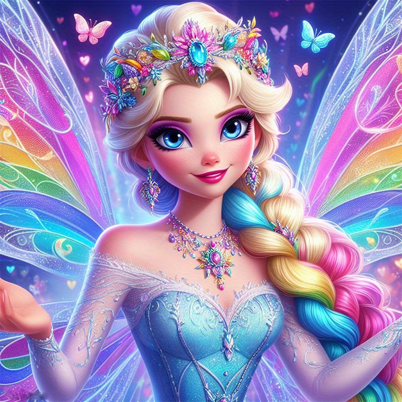 

Disney Princess Wings Diamond Art Painting, Full Round Diamond Art, Decorative Wall Art Hanging Painting Home Decoration Valentine's Day Gifts, Decorative Craft Wall Art For Home Wall Decor Gifts