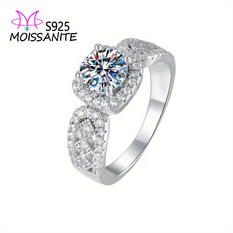 

1ct Moissanite Diamond Engagement Ring, S925 Sterling Silver, Vintage Luxury Lace Design, Versatile Unisex Fashion, Elegant Gift For Men & Women, Proposal Wedding Party Jewelry With Gift Box