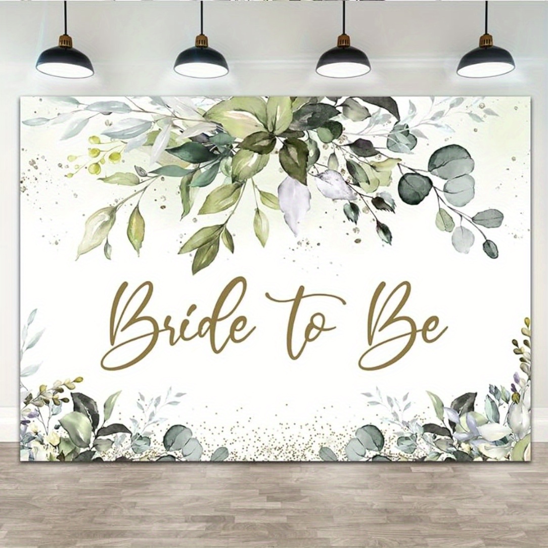 

1pc 5.9 X 3.6 Fts Bride To Be Backdrop Green Eucalyptus Leaf Bridal Shower Wedding Background Miss To Mr's Photography Wedding Party Decorations Banner Supplies Props