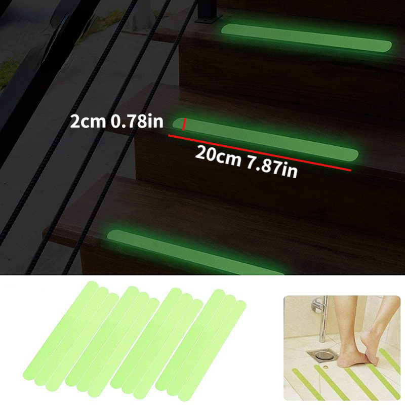 24pcs luminous non slip bathtub stickers anti slip shower strips for bathroom boats stairs pool safety glow in the dark   treads details 3