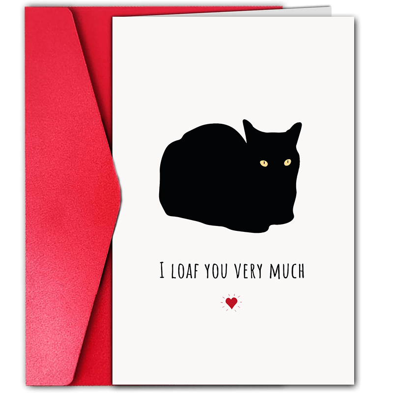 

1pc Greeting Cards, Fun And Creative, For Family And Friends, Suitable For Any Occasion I Loaf You Very Much,black Cat