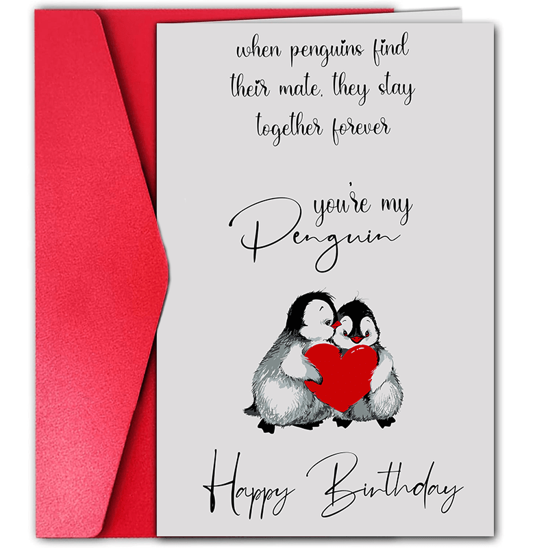 

1pc Happy Birthday Day Card Penguin Birthday Boyfriend Girlfriend Husband Wife Love Gift