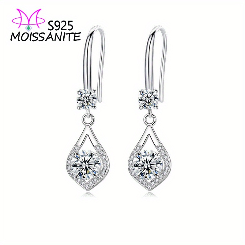 

925 Sterling Silver Moissanite Teardrop Earrings, 1ct*2/2ct*2 Dangle Drop Earrings, Vintage Luxury Style For Women Gift With Box