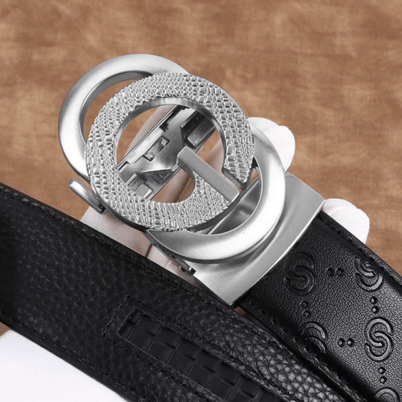 TEMU Premium Business Belts With Automatic Alloy Buckle, Crafted From Genuine Leather, By A Renowned Designer Brand