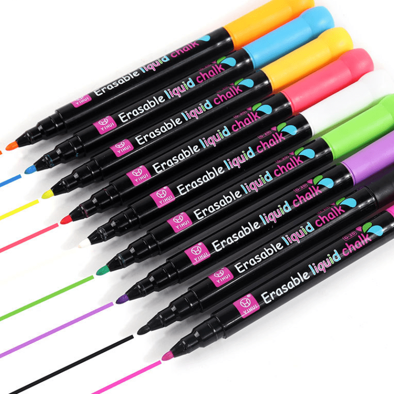 

8-pack Erasable Chalk Markers - Reversible Tips, Non-toxic & Water-based - Ideal For Glass, Chalkboards, Businesses & Restaurants