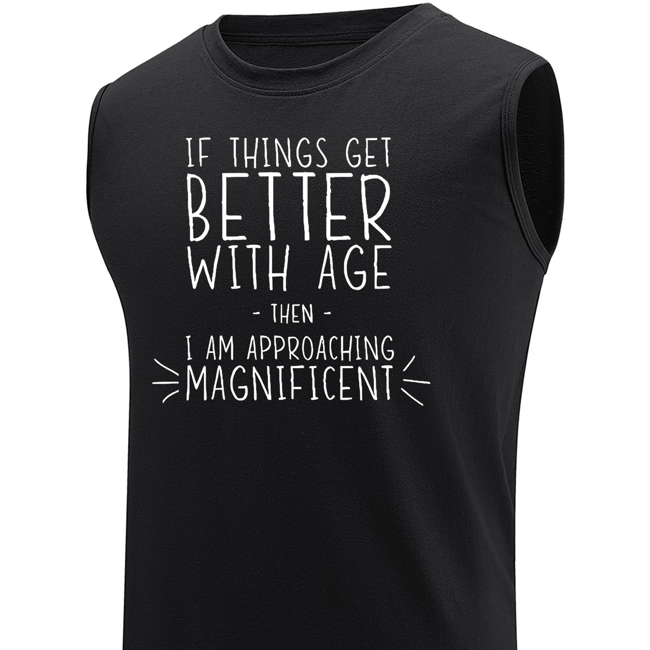 

Plus Size Men's Creative Slogan Print Tank Top, Loose Fit Breathable Sleeveless Tees For Sports/fitness