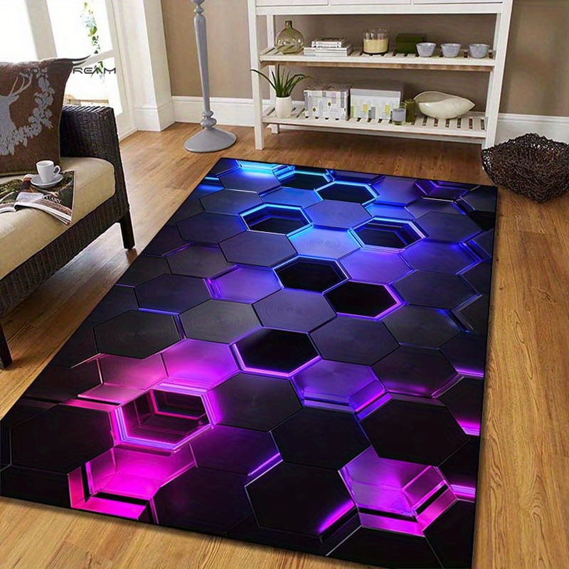 TEMU Geometry Carpet Non-slip Floor Mat Running Carpet Entrance Door Mat Living Room Bedroom Game Room Laundry Room Dormitory Carpet Room Decoration