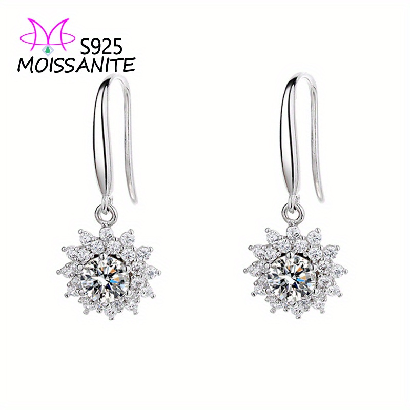 

925 Sterling Silver Moissanite Sun Flower Drop Earrings For Men Women Luxury Niche Creative Dainty Ear Piercing Jewelry Gifts For Women