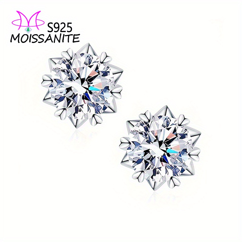 

925 Sterling Silver Moissanite Snowflake Stud Earrings Elegant Ear Piercing Jewelry Decoration Gifts For Women