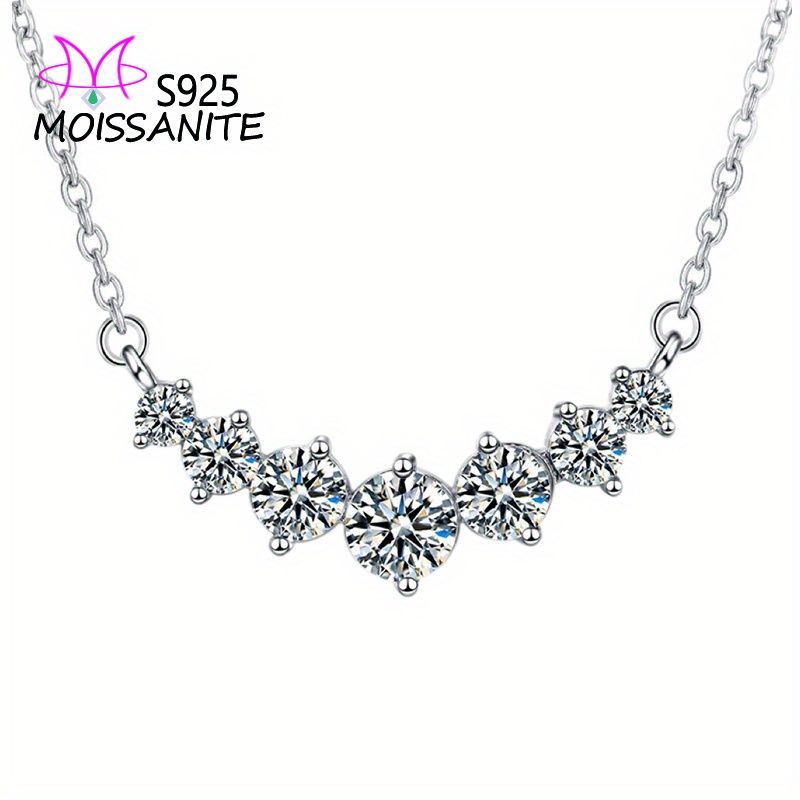 

925 Sterling Silver 2.8ct Moissanite Seven-stone Necklace Elegant Bling Bling Style Necklace For Men/women, Couple's & Best Friend's Gift With Gift Box