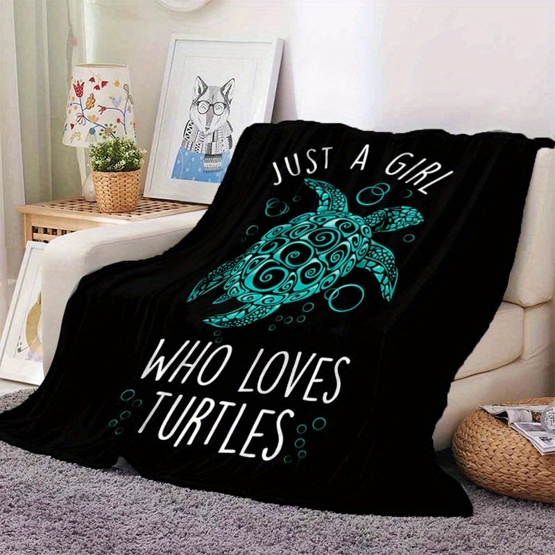 

Soft Polyester Flannel Blanket With Artistic Turtle Pattern - Cozy Nap Throw For All Seasons - Ideal For Office Chair, Home, Travel, And Gift Giving