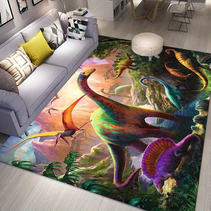 

Dinosaur-themed Non-slip Floor Mat - Soft Crystal Velvet, Perfect For Living Room, Bedroom, Game Room & More - Durable Entrance Door Rug