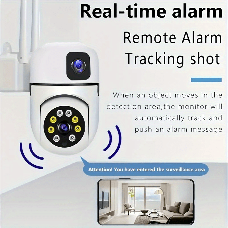 safety camera dual lens rotating pan tilt night vision   detection alarm camera two way audio camera 355 panoramic surveillance camera 2 4ghz only details 9