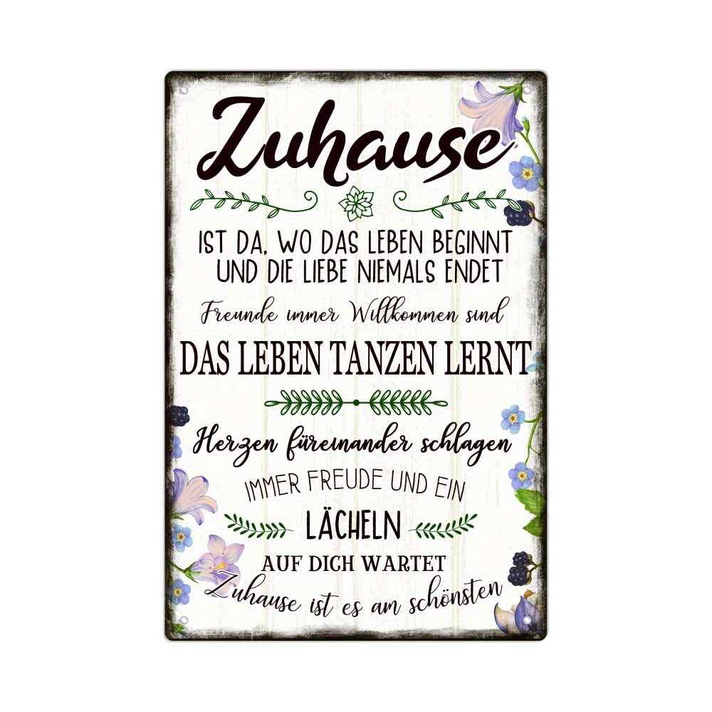 Image of German Vintage Metal Tin Sign - Zuhause Wall Art For Home, Farmhouse, Garden & Backyard Decor - Perfect Gift Idea