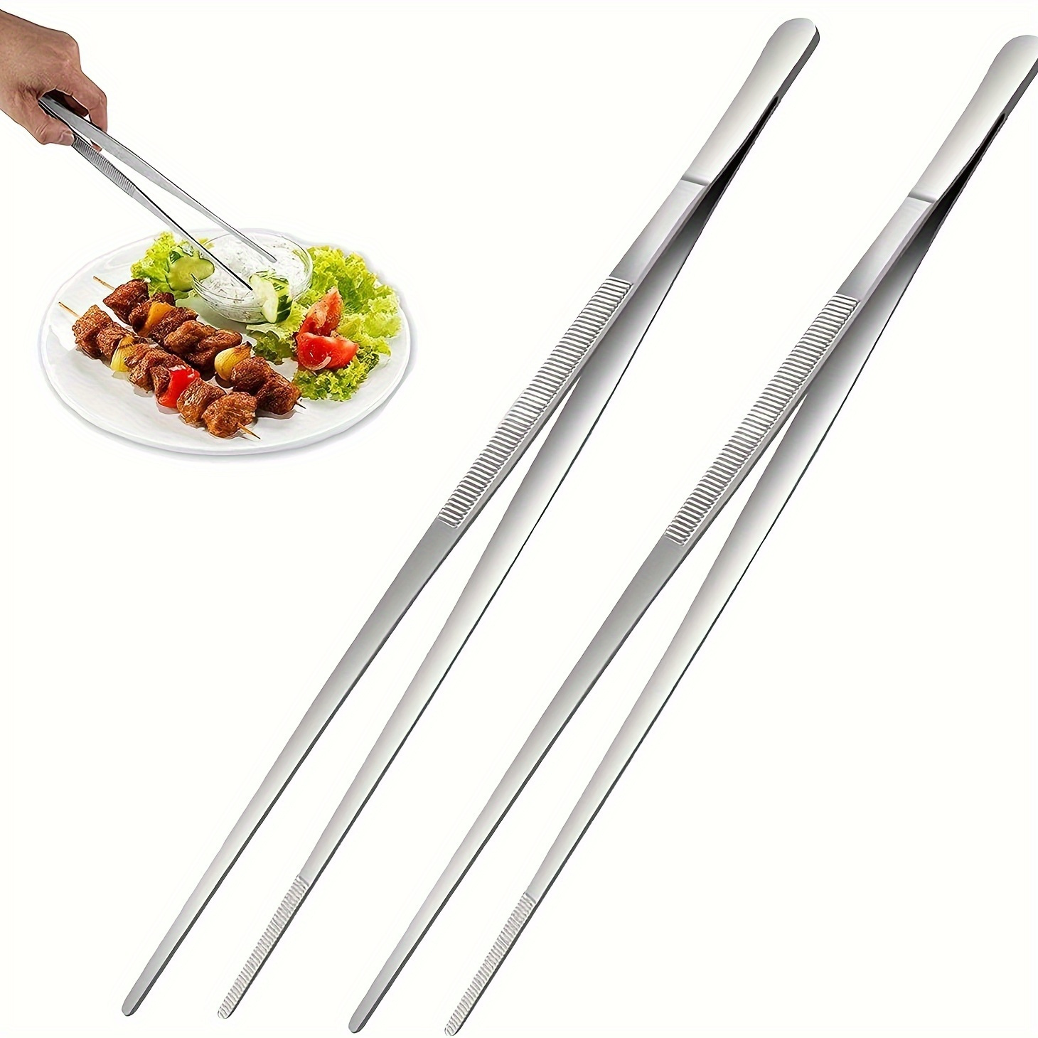 

2pcs, Barbecue Accessories Food Tongs, Food Clip, Stainless Steel Tweezers Clip, Buffet Restaurant Tools, Kitchen Gadgets, Outdoor Camping Picnic, Cookware Barbecue Tool Accessories