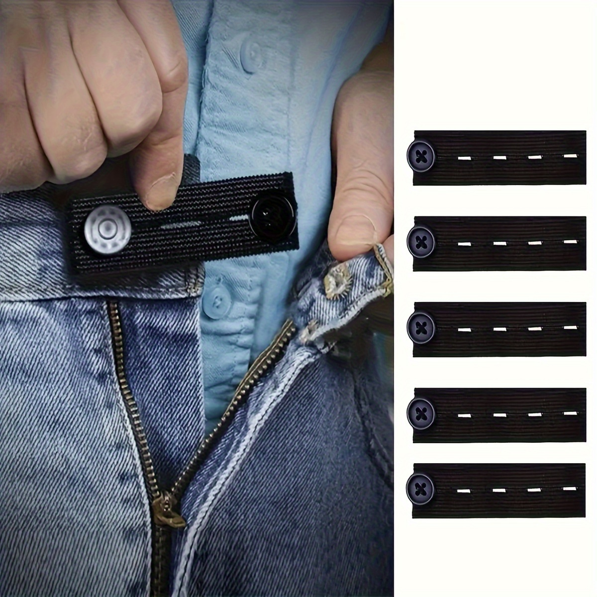

5 Pcs Adjustable Elastic Waistband Extenders Belts, Pants Jeans Trousers Extenders