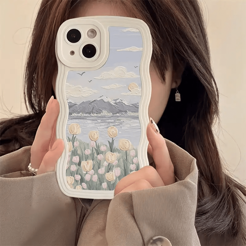 

Stylish Floral Tulip Pattern Protective Phone Case Suitable For Iphone 11/12/13/14/15 Pro Max/xs/xr/x/7/8 Plus Se, Gift To Parents And Friends