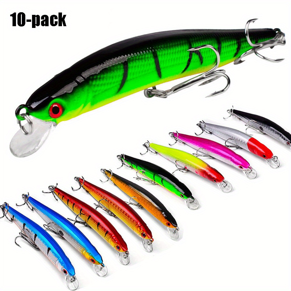

10-pack Realistic Bait Minnow Artificial Bait For Long Cast, Shore Cast, Saltwater And Freshwater Fishing