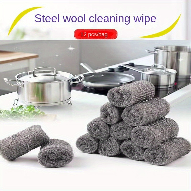 

12-piece Premium Steel Wool Cleaning Pads - No Electricity Needed, Multi-surface Use