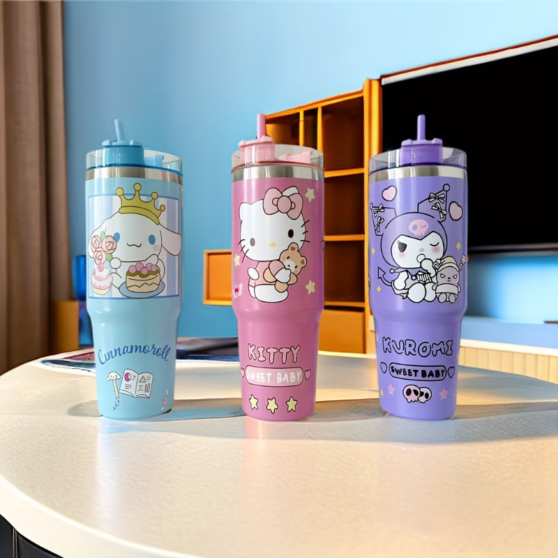 

1pc, Tumbler, Hello Kitty Kuromi Cinnamoroll Water Bottle, 900ml/30oz 304 Stainless Steel Vacuum Insulated Water Cups, Summer Winter Drinkware, Travel Accessories, Gifts