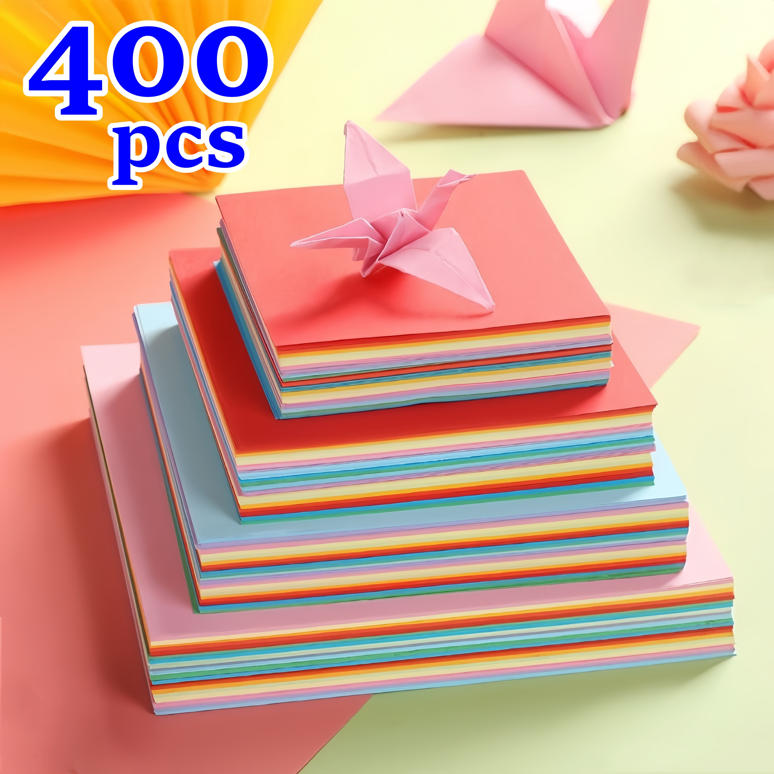 

400pcs Origami Set 4 Different Sizes Colorful Origami Handmade Origami Paper Cutting Paper Copy Paper Printing Paper 10 Random Colorful Creative Diy Pure Color Paper