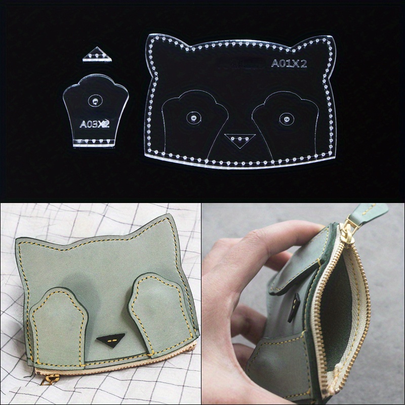 

3pcs Acrylic Leather Craft Sewing Pattern Transparent Mini Wallet Coin Purse Diy Template Set