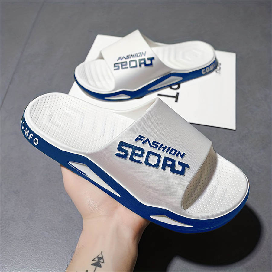 

Unisex Fashion Letter Print Slides, Trendy Soft Sole Pvc Summer Beach Shoes, Lightweight Outdoor Indoor Slides