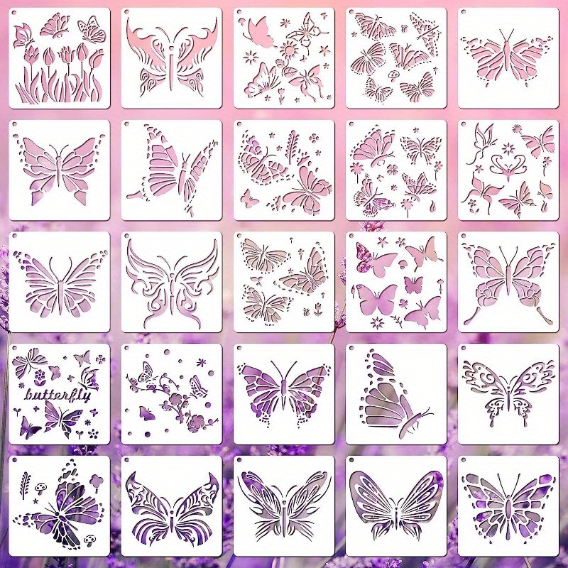 

Butterfly Stencil For Diy Painting - Pet Hollow-out Design, Perfect For Hand-drawn Graffiti & Wall Art Decor