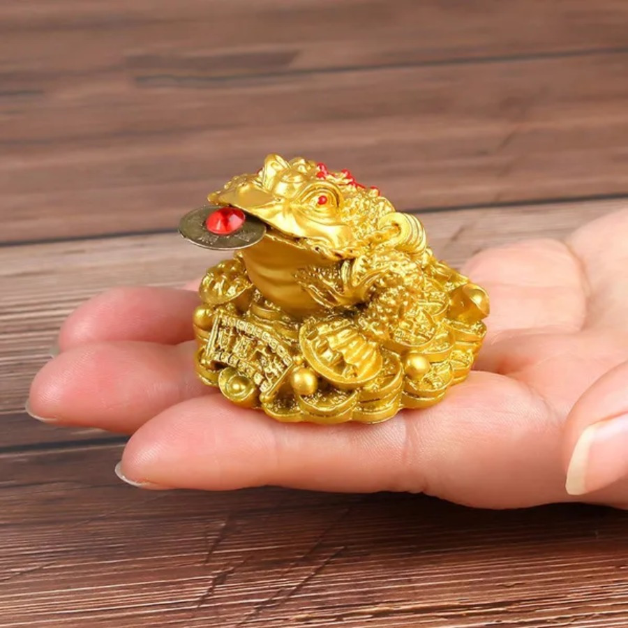 

Lucky Frog With Coins - Resin Chinese Money Toad Figurine For Prosperity & Wealth, Perfect For Home And Office Decor