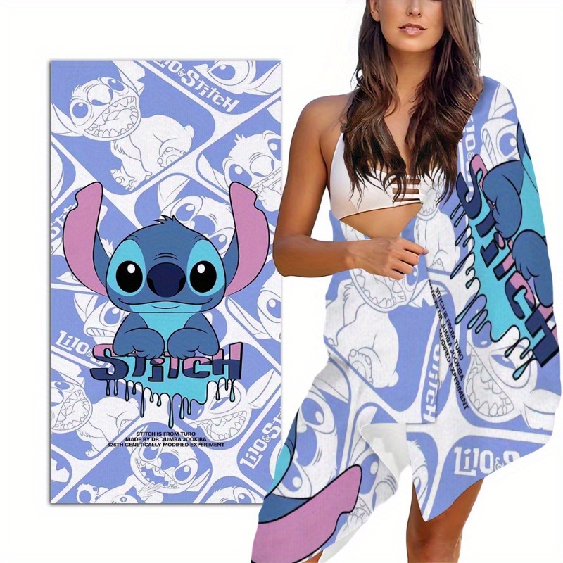 

Stitch - Disney Cartoon Square Towel, Summer Sports Outdoor Beach Towel, Ultra-fine Fiber Quick Drying Bath Towel