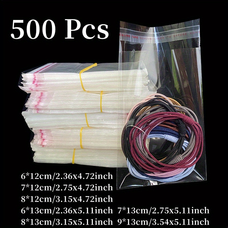 

500pcs Transparent Self-adhesive Opp Bags - Reusable, (3.15"x4.72" To 9.11"x11.81") Pp Bags For Jewelry & Wedding Favors,