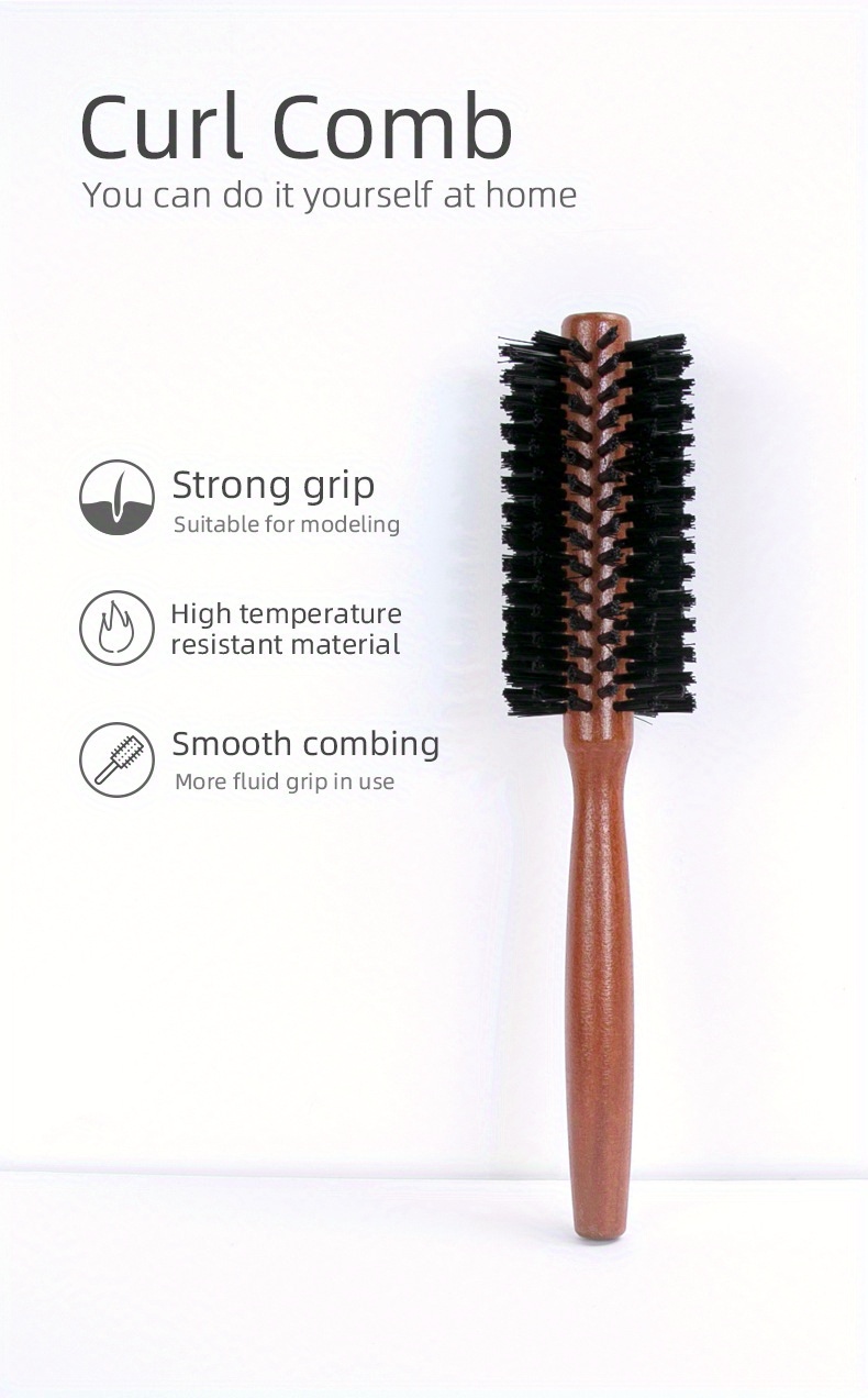 wooden round brush for hair styling volumizing curling comb durable hairdressing brushes with high temperature resistant bristles details 2