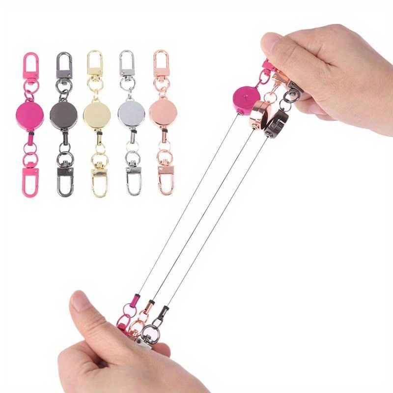 

21mm Anti-theft Metal Easy-to-pull Rope Retractable Key Holder Elastic Keychain Sporty Retractable Key Ring Nurse Parts