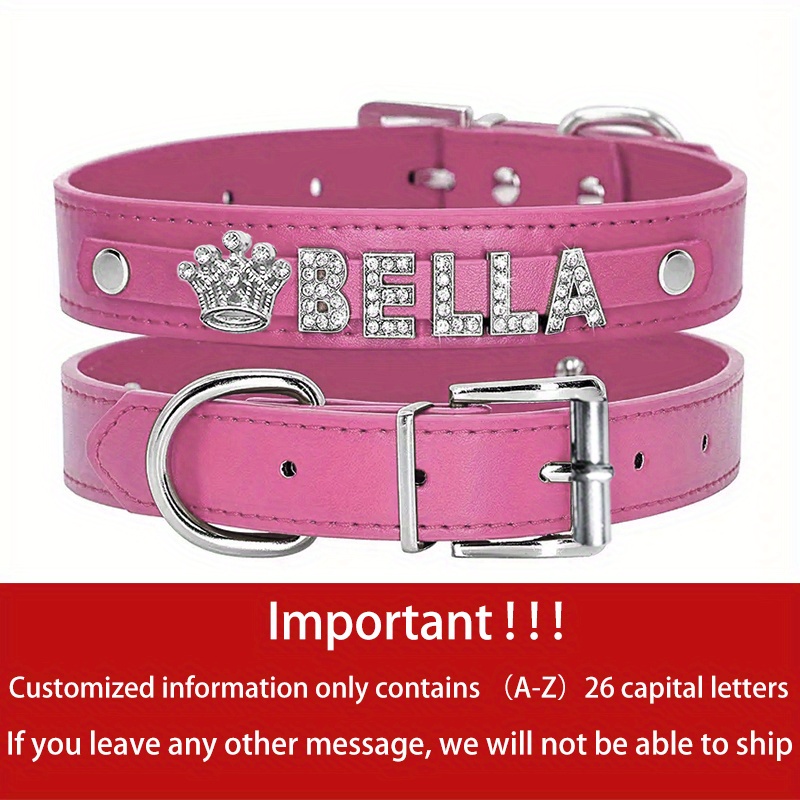 TEMU Personalized Dog Collar Pu Leather Puppy Cat Id Collars With Exquisite Pendant, Customized Dog Pendant Tag Accessory Decoration For Medium And Large Dogs, Nice Gift For Your Pets