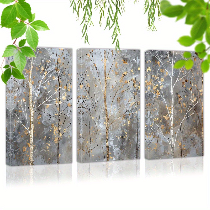 

Framed 60cmx90cmx3pcs (24inchx36inchx3pcs) Canvas Wall Art Ready To Hang Abstract Painting Of Trees With Branches And Leaves (5) Wall Art Prints Poster Wall Picrtures Decor For Home