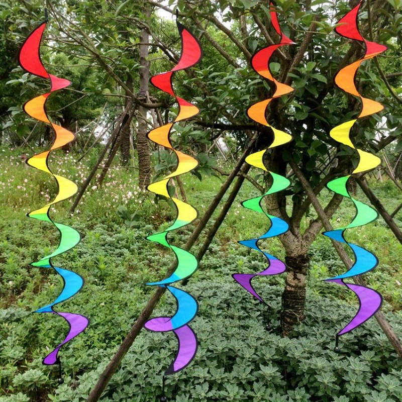 

1pc, Colorful Rainbow Wind Spiral Spinners, Outdoor Hanging Decor, Pvc Garden Windmills For Scenic Spots & Landscape Decoration